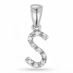 Bokstav s diamant hängen i 9 carat vitguld 0,05 ct
