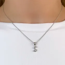 Bokstav s diamant hängen i 9 carat vitguld 0,05 ct