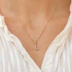 Bokstav l diamant hängen i 9 carat guld 0,03 ct