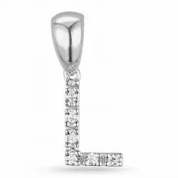Bokstav l diamant hängen i 9 carat vitguld 0,03 ct