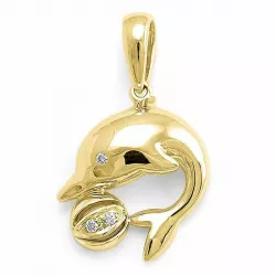 Delfin diamantberlocker i 9 carat guld 0,01 ct