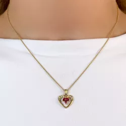 Hjärta rubin diamantberlocker i 9 carat guld 0,04 ct 0,33 ct