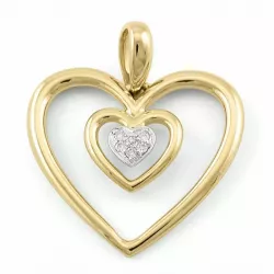 Hjärta hängen i 9 carat guld- och vitguld 0,03 ct