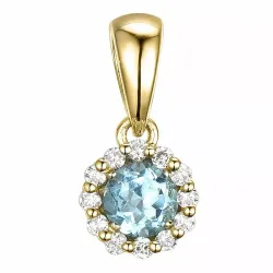 Elegant runt topas diamantberlocker i 9 carat guld 0,07 ct 0,30 ct