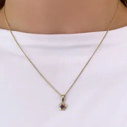 Blommor ametist diamantberlocker i 9 carat guld 0,04 ct 0,12 ct