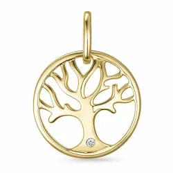 livets träd diamant hängen i 9 carat guld 0,01 ct