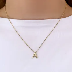 bokstav a diamant hängen i 9 carat guld 0,01 ct