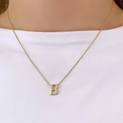 Bokstav b diamant hängen i 9 carat guld 0,01 ct