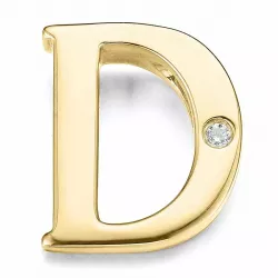 Bokstav d diamant hängen i 9 carat guld 0,01 ct
