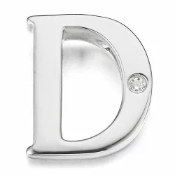 Bokstav d diamant hängen i 9 carat vitguld 0,01 ct