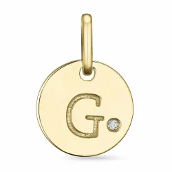 bokstav g diamant hängen i 9 carat guld 0,01 ct