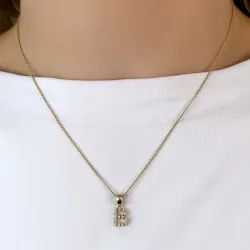 bokstav b diamant hängen i 9 carat guld 0,084 ct