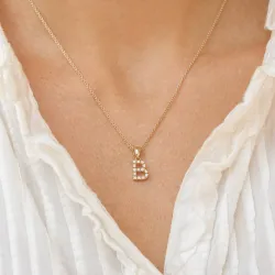 bokstav b diamant hängen i 9 carat guld 0,084 ct