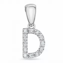 bokstav d diamant hängen i 9 carat vitguld 0,072 ct