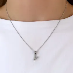 bokstav v diamant hängen i 9 carat vitguld 0,065 ct