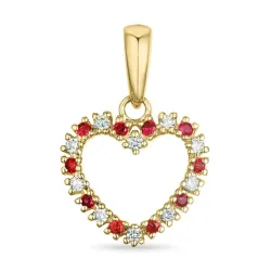hjärta rubin diamantberlocker i 9 carat guld 0,08 ct 0,09 ct
