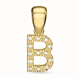 bokstav b diamant hängen i 9 carat guld 0,08 ct