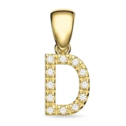 bokstav d diamant hängen i 9 carat guld 0,08 ct
