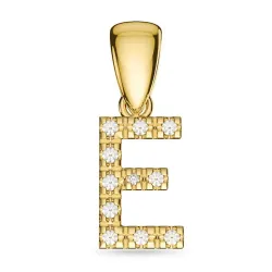 bokstav e diamant hängen i 9 carat guld 0,07 ct