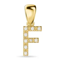 bokstav f diamant hängen i 9 carat guld 0,06 ct