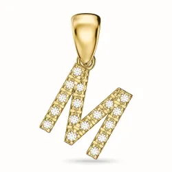 bokstav m diamant hängen i 9 carat guld 0,10 ct
