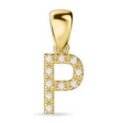 bokstav p diamant hängen i 9 carat guld 0,06 ct