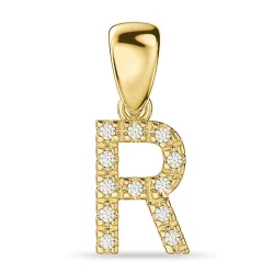 bokstav r diamant hängen i 14  carat guld 0,08 ct