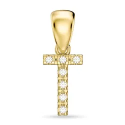 bokstav t diamant hängen i 9 carat guld 0,05 ct