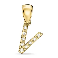 bokstav v diamant hängen i 9 carat guld 0,06 ct