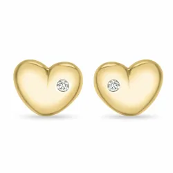 hjärta diamant örhängestift i 9 karat guld med diamant 