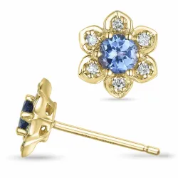 blommor tanzanit briljiantöronringar i 9 karat guld med tanzanit och diamant 