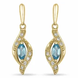 långa topas briljiantöronringar i 9 karat guld med topas och diamant 