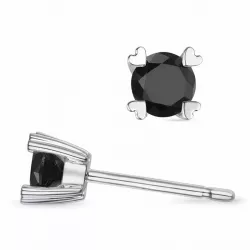 2 x 0,20 ct svarta diamant solitäreörhängestift i 9 karat vitguld med svart diamant 