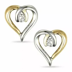 hjärta diamant örhängen i 9 karat guld och vitguld med diamant 