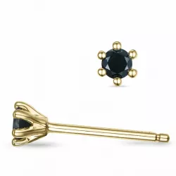 2 x 0,10 ct svarta diamant solitäreörhängestift i 9 karat guld med svart diamant 
