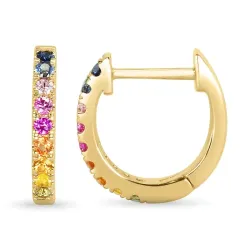 regnbågefärgat safir creol i 9 karat guld med safir 