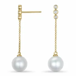 pärla diamantörhängen i 9 karat guld med diamant 