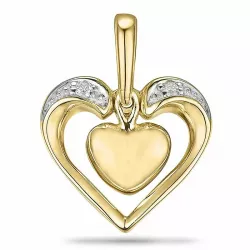 hjärta diamant hängen i 9 carat guld- och vitguld 0,02 ct