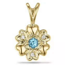 Blommor topas diamantberlocker i 9 carat guld 0,01 ct 0,17 ct