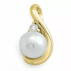 abstrakt pärla diamantberlocker i 9 carat guld 0,04 ct