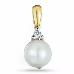 pärla diamantberlocker i 9 carat guld- och vitguld 0,03 ct