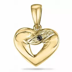 Hjärta svart diamant hängen i 9 carat guld 0,009 ct
