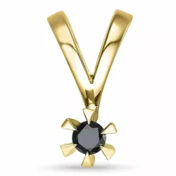 sort solitärberlock i 9 carat guld 0,11 ct