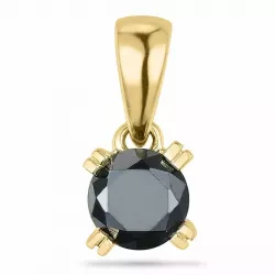 Runt svart diamant hängen i 9 carat guld 0,25 ct