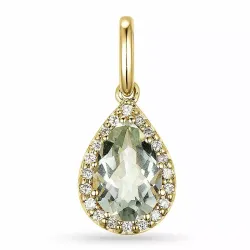 grön ametist diamantberlocker i 9 carat guld 1,55 ct 0,10 ct