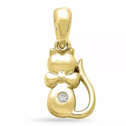 Katt diamant hängen i 18 carat guld 0,01 ct