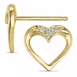 hjärta diamant örhängen i 9 karat guld med diamant 