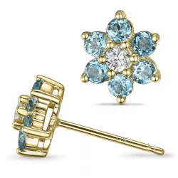 Blommor topas diamantörhängen i 9 karat guld med diamanter och topaser 