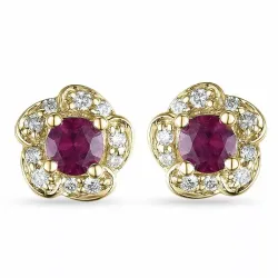 Blommor rubin diamantörhängen i 9 karat guld med diamanter och rubiner 