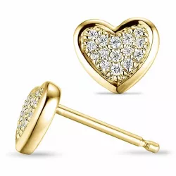 Hjärta diamant örhängestift i 9 karat guld med diamanter 